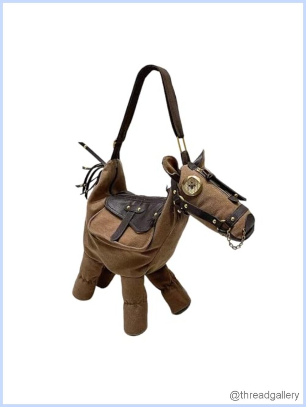 Canvas Horse Shaped Crossbody Bag Adjustable Strap Novelty Purse